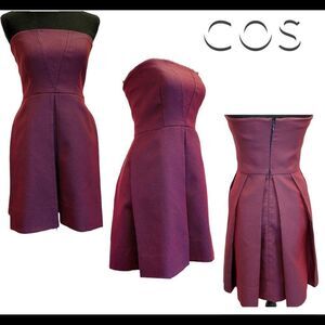 NWOT COS plum maroon strapless dress size 4